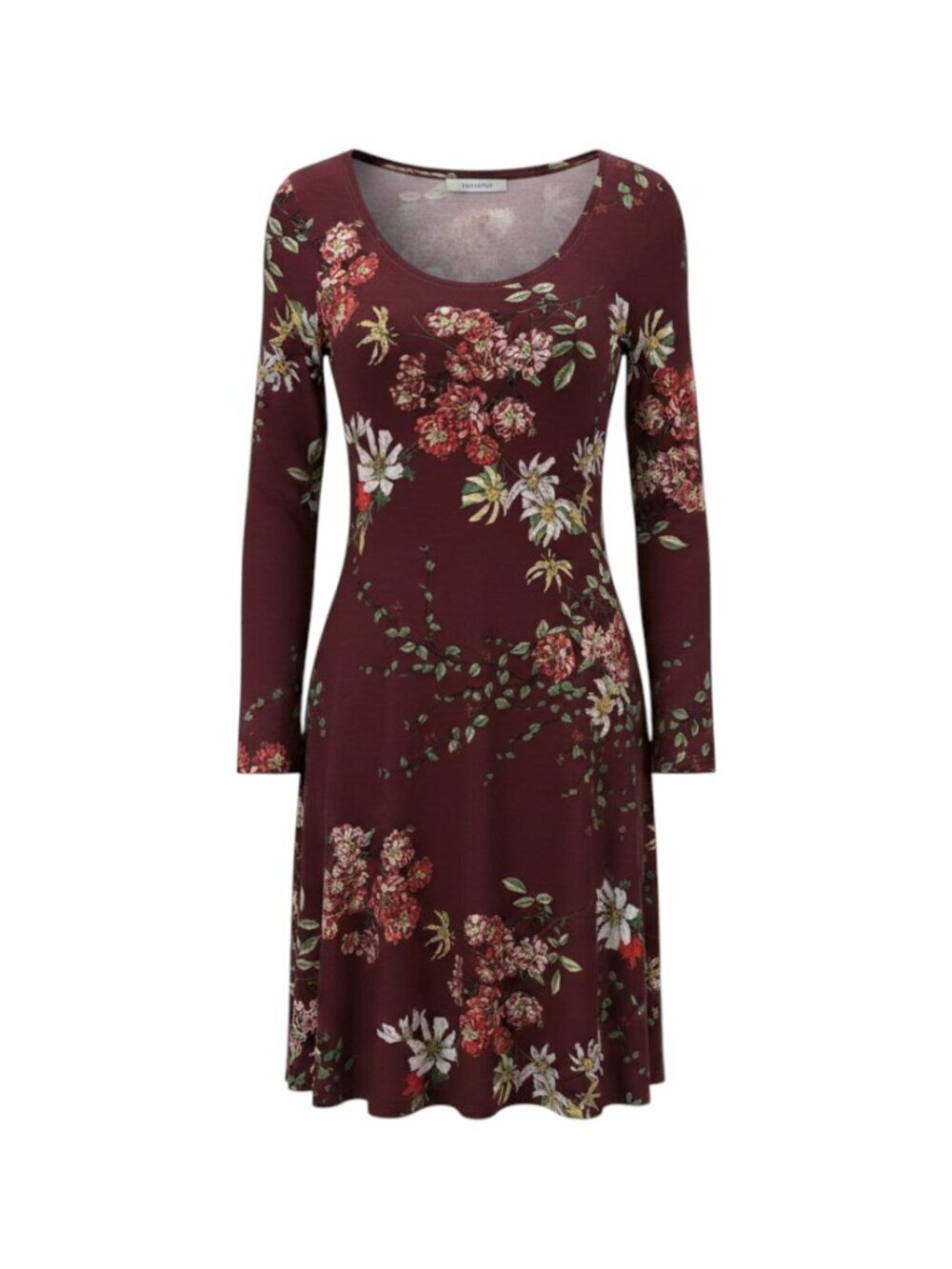 Himone Burgundy Women's Floral Long Sleeve Dress L